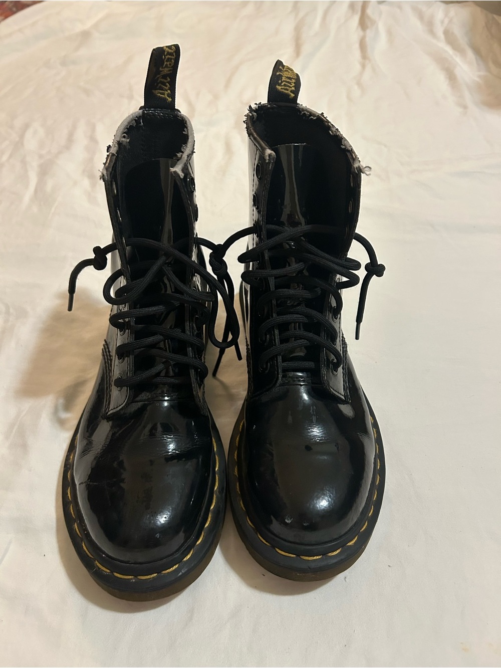 Dr. Martens Black Patent Lace-Up Combat Boots *see description
